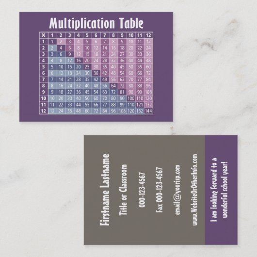 数学先生新学期連絡情報 名刺 (正面/裏面)