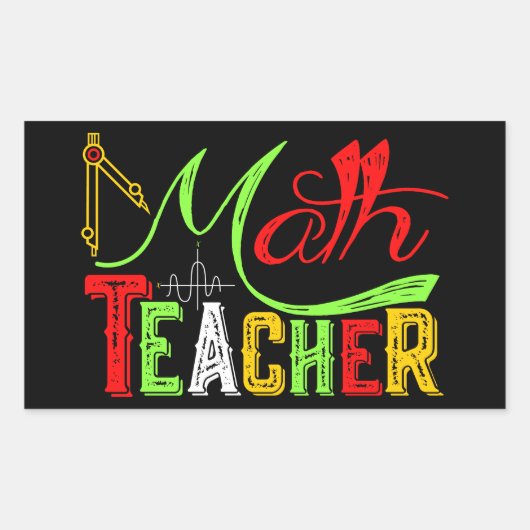 数学先生新学期 長方形シール (正面)