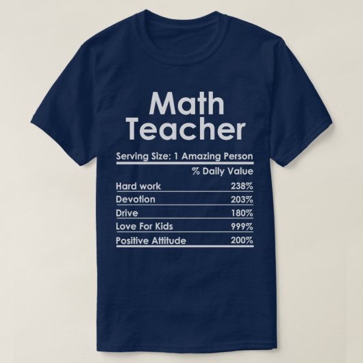 数学先生栄養ファクトおもしろい数学先生ギ Tシャツ (デザイン正面)