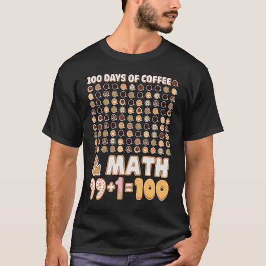 数学先生100日目の学式コーヒー Tシャツ (正面)