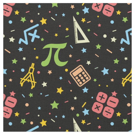数学先生 – 数学記号パターン ファブリック (クローズアップ)