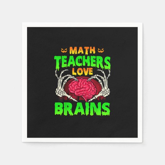 数学先生Brainsスケルトンハンドハートハロウィーン スタンダードカクテルナプキン (正面)