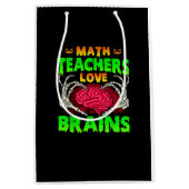 数学先生Brainsスケルトンハンドハートハロウィーン ミディアムペーパーバッグ (正面)