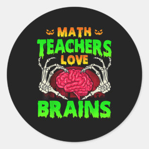数学先生Brainsスケルトンハンドハートハロウィーン ラウンドシール