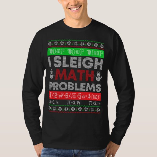 数学先生Iスリー数学の問題クリスマス醜い Tシャツ (正面)