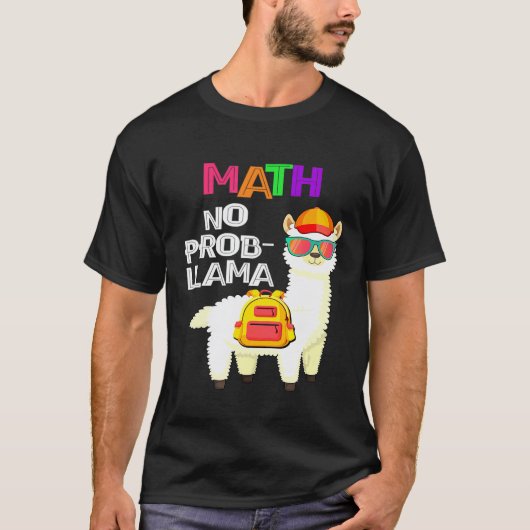 数学大好きラマの小学校初日 Tシャツ (正面)