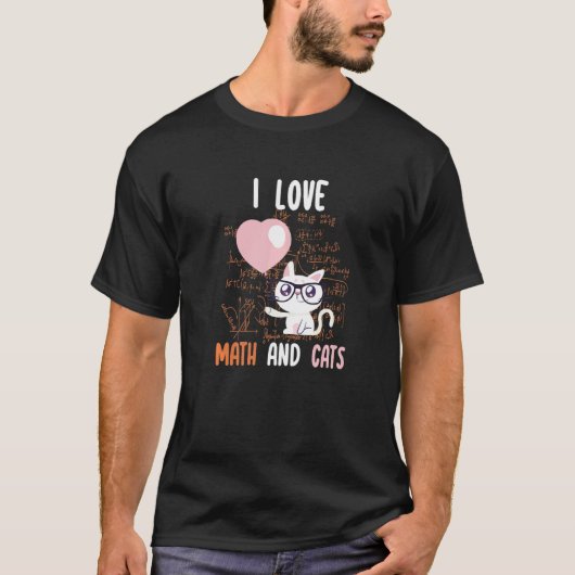 数学大好き猫好き 数学教師のための猫 Tシャツ (正面)