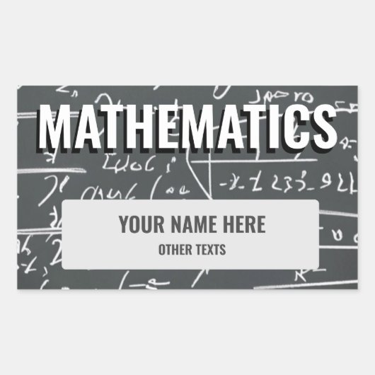 数学学校教科ステッカーラベル 長方形シール (正面)