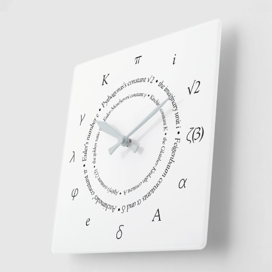 数学定数の記号 スクエア壁時計 (傾斜)