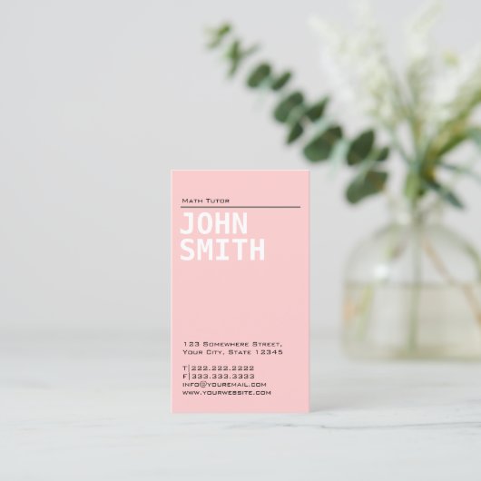 数学教師先生エレガントピンクプレーン 名刺 (スタンド正面)