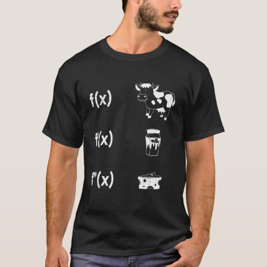 数学教師 代数 微分 牛乳 チーズ Tシャツ (正面)