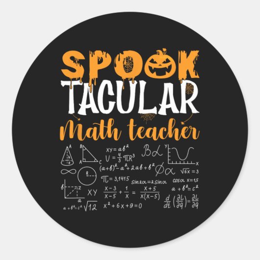 数学教師 怖い 数学好き 数学 ハロウィン ラウンドシール (正面)