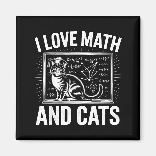 数学猫好き おもしろい 数学教師 私は数学が好き マグネット (正面)