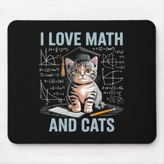 数学猫好き おもしろい 数学教師 私は数学と マウスパッド (正面)