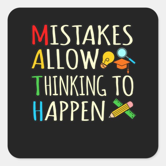 数学生が数学を間違える数学先生 スクエアシール (正面)