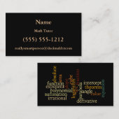 数学用語の単語の雲のテンプレート 名刺 (正面/裏面)