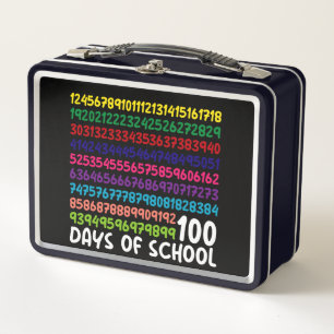数学番号100th日の学校の先生子供 メタルランチボックス