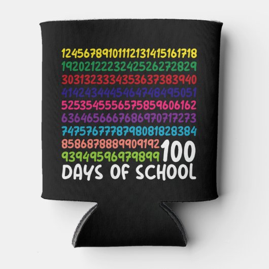 数学番号100th日の学校の先生子供 缶クーラー (正面)