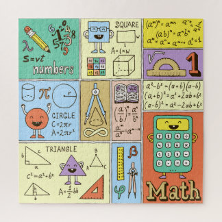 数学科学、カラフルヴィンテージバナー。 ジグソーパズル