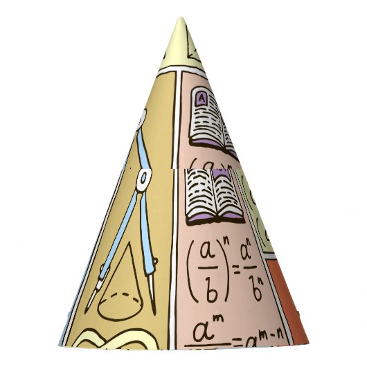 数学科学、カラフルヴィンテージバナー。 パーティーハット (正面)