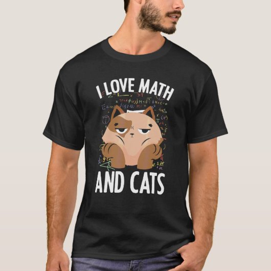 数学者 猫 かわいい 子猫 フェリネ 数学教師 Tシャツ (正面)
