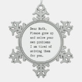 数学親愛は自分の問題を解く スノーフレークピューターオーナメント (正面)