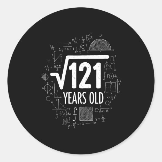 数学 平方根 121歳 おもしろ数学 ラウンドシール (正面)