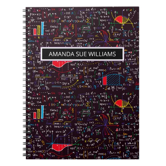 数学/物理方程式 – 名前/モノグラム ノートブック (正面)