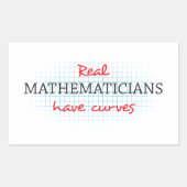 数実在数学者が曲線を持つ |数おもしろい数 長方形シール (正面)