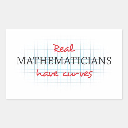 数実在数学者が曲線を持つ |数おもしろい数 長方形シール (正面)