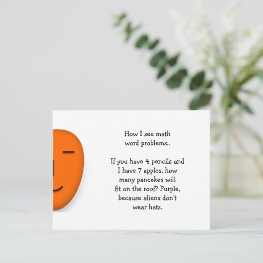 数式の問題…おもしろいスマイル葉書の送信 ポストカード (スタンド正面)