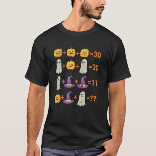 数式カボチャ幽霊魔女こうもりハロウィンテ Tシャツ (正面)