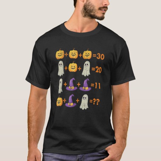 数式カボチャ幽霊魔女こうもりハロウィンテ Tシャツ (正面)