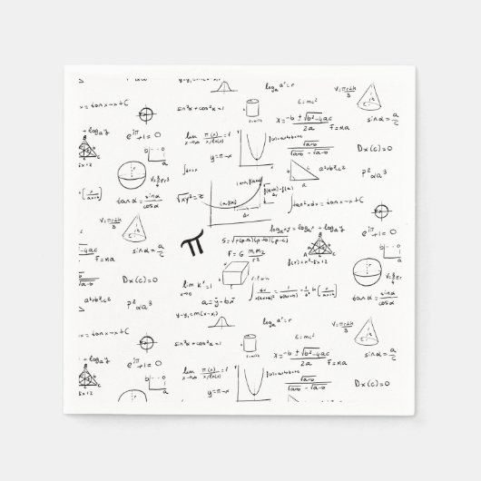 数式グラフィック数式パターン（白） スタンダードカクテルナプキン (正面)