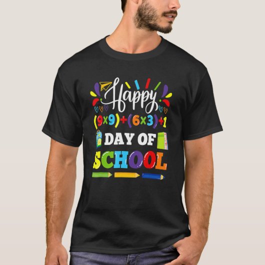 数式ハッピー100日の学校の数学おもしろい Tシャツ (正面)