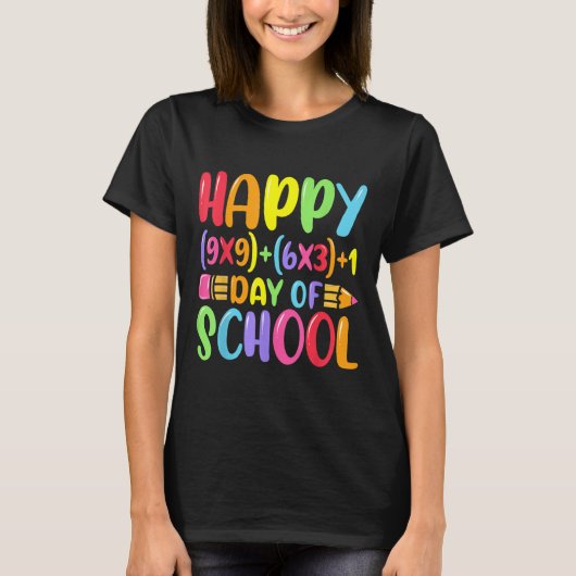 数式ハッピー100日の学校先生数学 Tシャツ (正面)