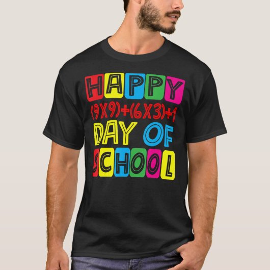 数式ハッピー100日の学校100日目Te Tシャツ (正面)