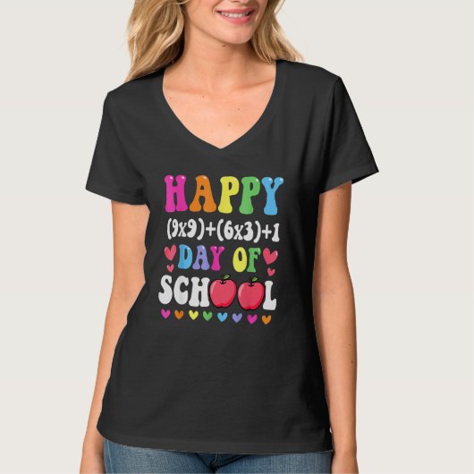 数式ハッピー100日の学校100日Ma Tシャツ (正面)