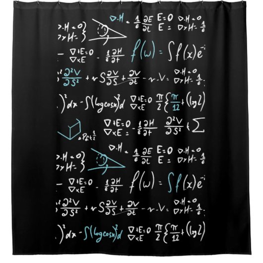 数式マス数学の物理の学生先生 シャワーカーテン (正面)