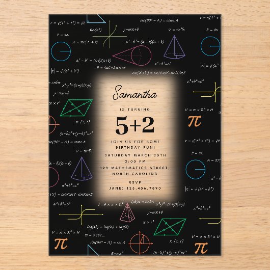 数式数式数式誕生日 アクリル招待状 (正面)