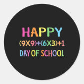 数式100日の学校おもしろい数学先生100th ラウンドシール (正面)