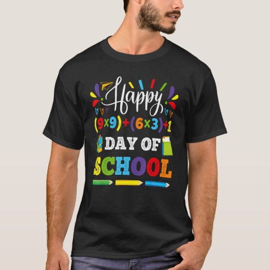 数式100日の学校の子供の男の子の女の子のお茶 Tシャツ (正面)