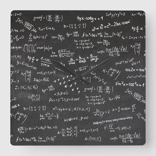 数式Chalkboard スクエア壁時計 (正面)