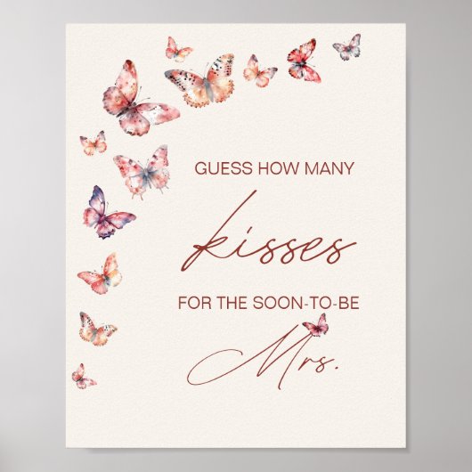数推測キスブライダルシャワーバタフライゲーム ポスター (正面)