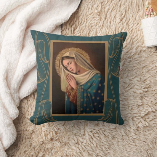 数珠によって賛美される聖母マリアの私達の女性 クッション (ブランケット)