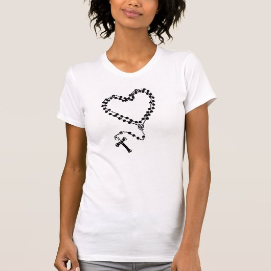 数珠のハートのベクトル柔らかい女性のタンク Tシャツ (正面)