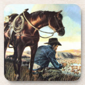 数珠を祈っているカウボーイ コースター (正面)