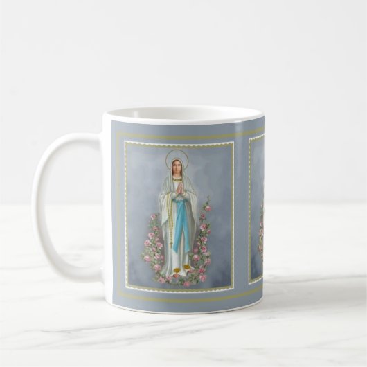 数珠w/rosesの賛美された聖母マリア コーヒーマグカップ (左)