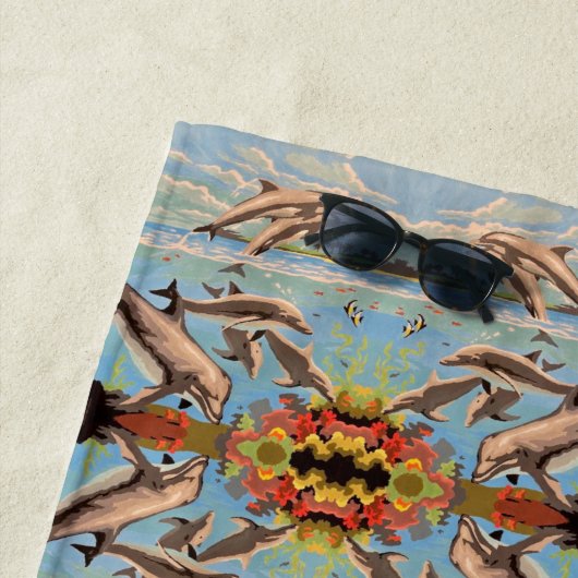 数絵を描イルカ |鏡タイル | ビーチタオル (インサイチュ)