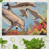 数絵を描順 |イルカよくはしゃぐ類 | キッチンタオル (折り畳み)